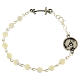 Endless stainless steel Jubilee bracelet with white grains and cross medal s1