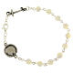 Endless stainless steel Jubilee bracelet with white grains and cross medal s3