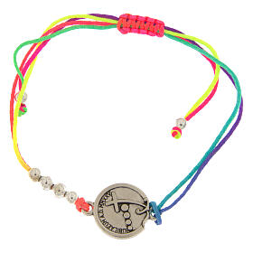 Bracciale regolabile filo multi colore medaglia Giubileo argentata Endless