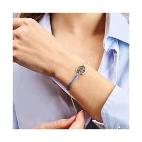 Bracciale regolabile filo multi colore medaglia Giubileo argentata Endless