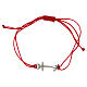 Endless silver anchor cross adjustable bracelet with red thread s1