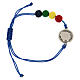 Adjustable bracelet of blue thread, Jubilee medal and colourful beads, by Endless s3