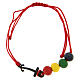 Endless red thread bracelet with colored wood beads and black anchor cross s3
