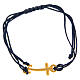 Endless golden anchor cross bracelet with adjustable blue thread s1