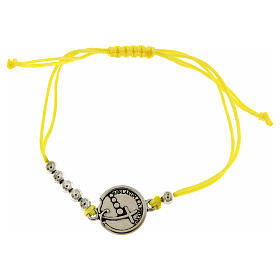 Pulsera ajustable hilo amarillo logotipo Jubileo plata Endless