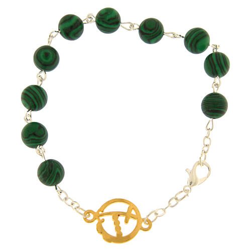 Steel bracelet with green beads and Jubilee golden medal by Endless 3