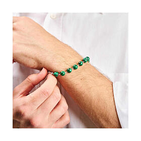 Pulsera acero granos verdes medalla dorada Jubileo Endless