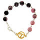 Steel bracelet with striped pink jasper beads and Jubilee golden medal by Endless s1