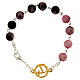 Steel bracelet with striped pink jasper beads and Jubilee golden medal by Endless s2