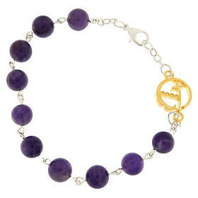 Steel bracelet with amethyst beads and Jubilee golden medal by Endless