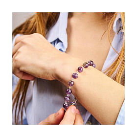 Steel bracelet with amethyst beads and Jubilee golden medal by Endless