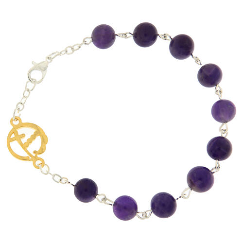 Steel bracelet with amethyst beads and Jubilee golden medal by Endless 3