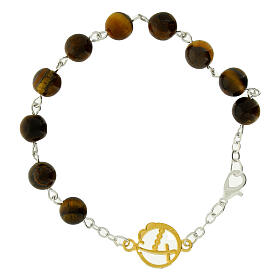 Steel bracelet with tiger's eye beads and Jubilee golden medal by Endless