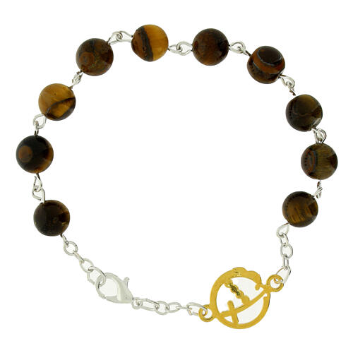 Steel bracelet with tiger's eye beads and Jubilee golden medal by Endless 3