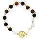 Steel bracelet with tiger's eye beads and Jubilee golden medal by Endless s1