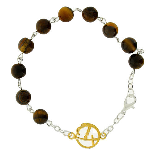 Pulsera granos ojo de tigre medalla dorada Jubileo Endless 1