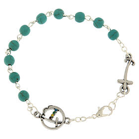 Bracelet Jubilé grains pierre turquoise médaille croix ancre Endless