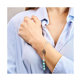 Bracelet Jubilé grains pierre turquoise médaille croix ancre Endless