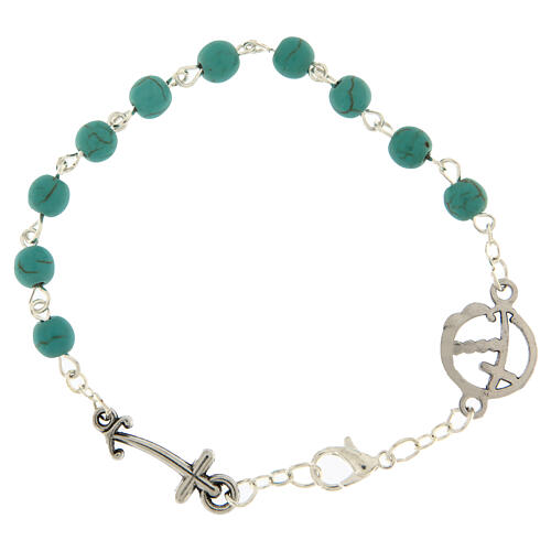 Bracelet Jubilé grains pierre turquoise médaille croix ancre Endless 3