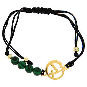 Pulsera cuerda medalla dorada Jubileo granos verdes Endless