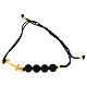 Rope bracelet with golden anchor-shaped cross and onyx beads by Endless s2