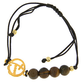 Rope bracelet with golden Jubilee medal and tiger's eye beads by Endless