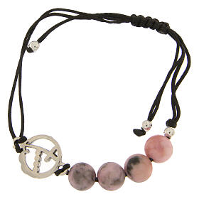 Rope bracelet with silver Jubilee medal and pink jasper beads by Endless