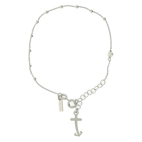 Jubilee bracelet of 925 silver, anchor-shaped cross and natural pearl, Jubilee jewel by Endless 1