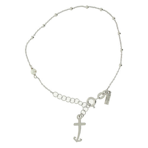 Jubilee bracelet of 925 silver, anchor-shaped cross and natural pearl, Jubilee jewel by Endless 3