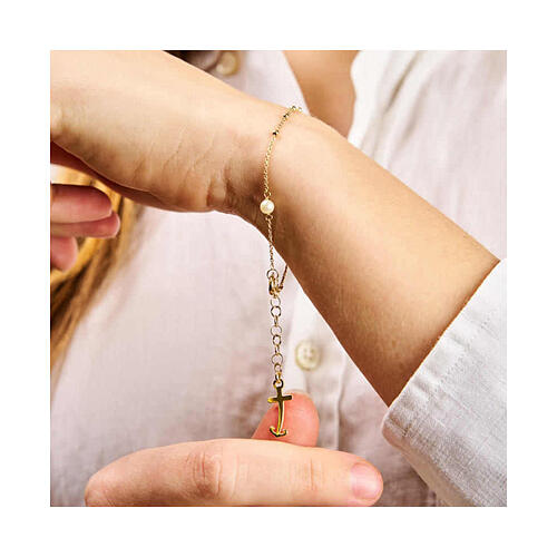 Pulsera Jubileo cruz ancla plata 925 dorada perla natural Endless 2