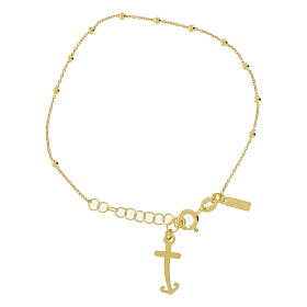 Jubilee bracelet of gold plated 925 silver, anchor-shaped cross and beads, Jubilee jewel by Endless