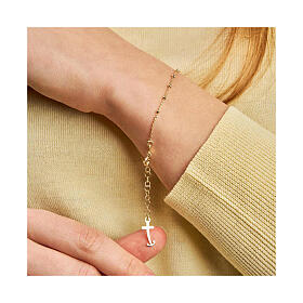 Jubilee bracelet of gold plated 925 silver, anchor-shaped cross and beads, Jubilee jewel by Endless