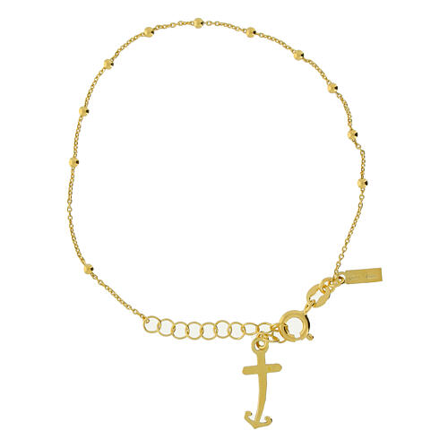 Jubilee anchor cross bracelet 925 silver golden beads, Endless 3