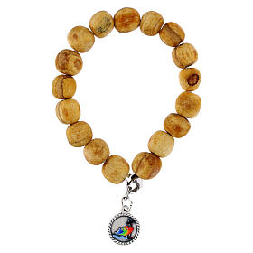 Bracciale medaglia Giubileo grani Palo Santo 8 mm