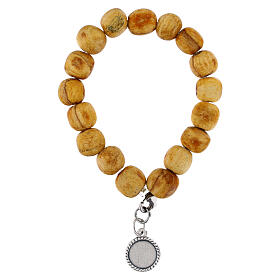 Bracciale medaglia Giubileo grani Palo Santo 8 mm