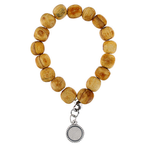 Bransoletka medalik Jubileuszowy, koraliki Palo Santo 8 mm 2