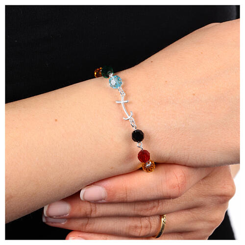 Bracciale argento 925 ancora croce grani cristallo 2