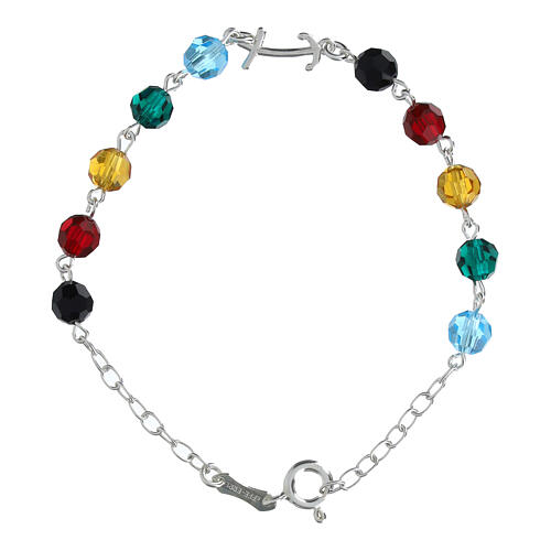 Pulseira prata 925 âncora cruz contas cristal 3