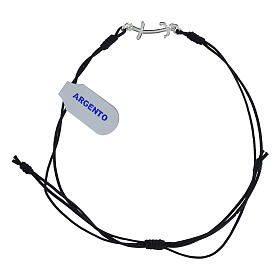 Bracciale Giubileo corda nera croce ancora argento 926