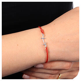 Bracelet Jubilé corde rouge croix ancre argent 925