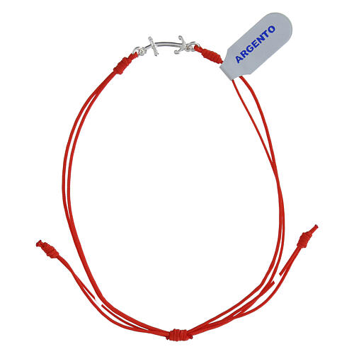 Bracciale Giubileo corda rossa croce ancora argento 927 3