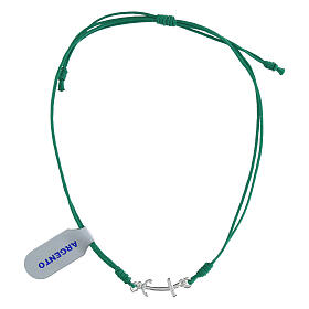 Bracciale Giubileo corda verde croce ancora argento 928