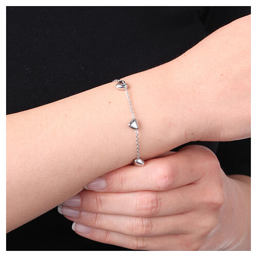 Pulseira cinco grandes corações aço inoxidável 2