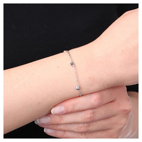 Bracelet with five small hearts, stainless steel 2