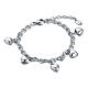 Bracciale cinque cuori pendenti catena maglie grosse acciaio inox s1