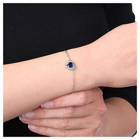 Bracciale cuore blu zirconi acciaio inox