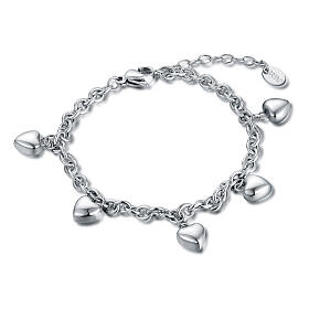 Bracciale cuore bianco zirconi acciaio inox