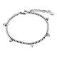 Silver bead bracelet with white heart charms stainless steel s1