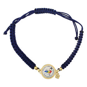 Pulsera de hilo de seda azul logotipo Jubileo plata 925 chapada en oro Endless