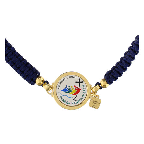 925 Silver Gold-Plated Jubilee Logo Blue Silk Bracelet by Endless 2